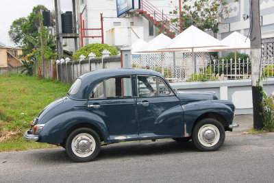 Side-view of he Morris Minor.  It was in excellent condition.