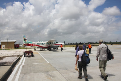 My fellow tourists walking towards the plane taking us to Kaieteur Falls and Orinduik Falls.