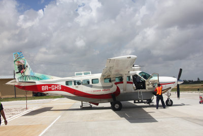 The tour was conducted by Evergreen Adventures using this Trans Guyana Airways prop plane.