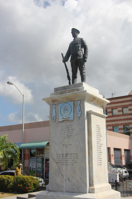 A war memorial to men of St. Vincent who lost their lives in World War I and World War II.