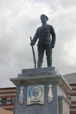 Close-up of the war memorial statue.