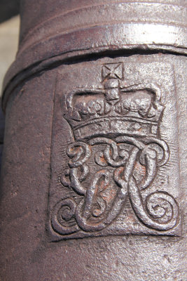 View of a British coat of arms. The fort was named after King George IIIs wife, Queen Charlotte.