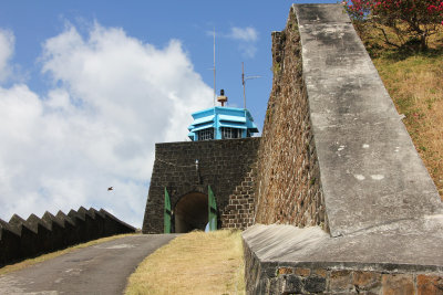 Kingstown is overlooked by Fort Charlotte on Berkshire Hill.  View of the entrance.