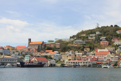 View of the horseshoe-shaped harbor of St. George's.