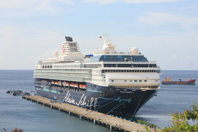 Close-up of Mein Schiff. It was christened in 2009. The ship serves German-speaking cruise travelers.
