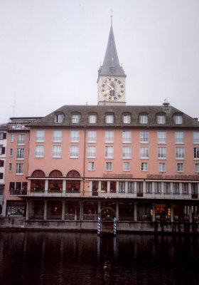 The Hotel Zum Storchen which faces the Limmat River.