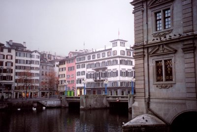 Typical Zurich architecture on the Limatt River.