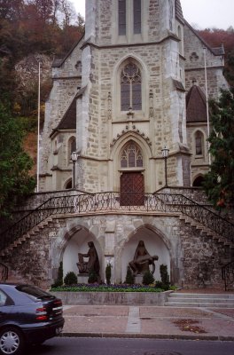 Lower view of Saint Florin.  Members of the princely family of Liechtenstein are baptized and married in this church.