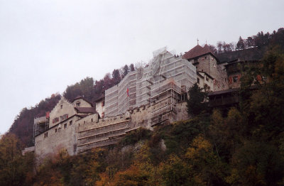 Vaduz Castle, which was under renovation, used to be a medieval fortress. It was expanded in the 16th and 17th centuries.