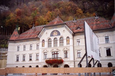 Closer view of the neo-Baroque style Government Building which was designed by Gustav von Neumann of Vienna.