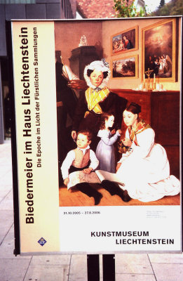Exhibition sign for the Kunstmuseum on Staedtle Street. It is mostly a modern art museum.
