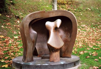 Figure in a Shelter (1983) by the British abstract sculptor Henry Moore.