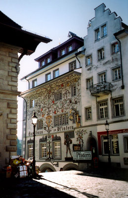 A more distant view of the tree fresco on Zur Pfistern.