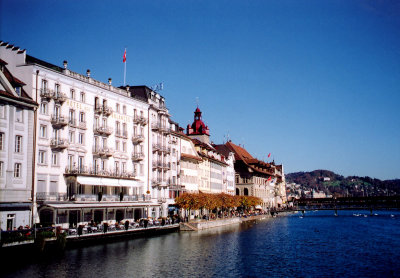 A Reuss River view in Lucerne.