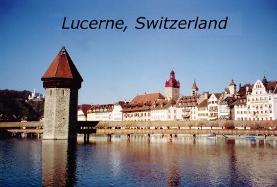 View of Kapellbrcke (Chapel Bridge) (670 ft) long bridge crossing the Reuss River in Lucerne.