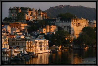 Udaipur. Sunset Light on Maharajahs Palace.