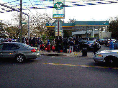 Panic buying gas on Long Island