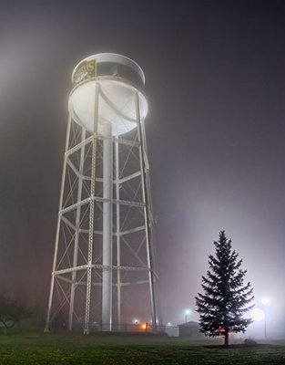 Foggy Night Water Tower 30996-31001