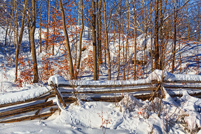 Snowy Split Rail Fence 32658