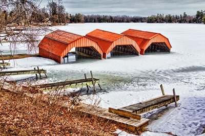 Iced-In Boat Houses 34248