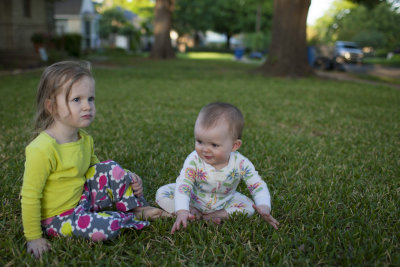 Lucia and Carolina in the Front Yard...April 22, 2013