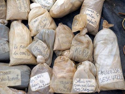 Traditional medicin sold in a market in Toumousseni, Burkina Faso,.