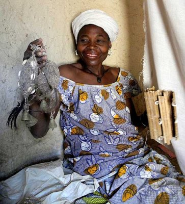 Female soothsayer and healer at Toumousseni (Karaboro tribe), who is possessed by the spirit of a sacred Baobab tree, Burkina