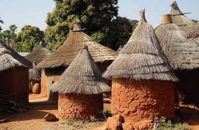 Granaries and huts of Karaboro village Wolokonto, Burkina Faso