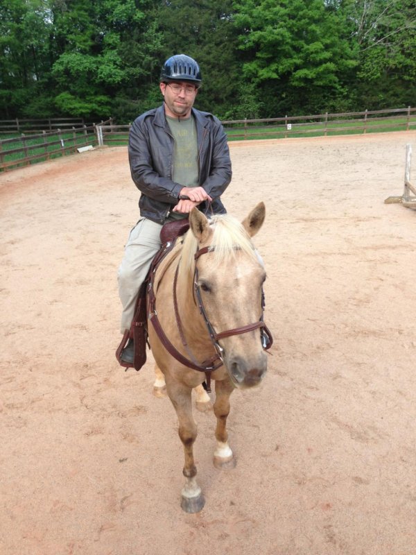 Me riding Jackpot at my friends place