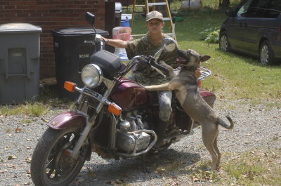Tori with Striker on the Goldwing