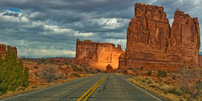 driving in an unearthly landscape