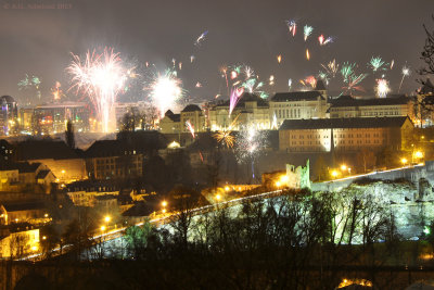 Fireworks Luxembourg 12/13 from Kirchberg Plateau