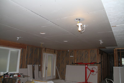 Drywall Ceiling Goes In Kitchen_120112