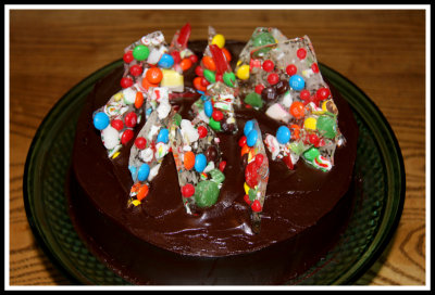 Chocolate Layer Cake with Candy Brittle