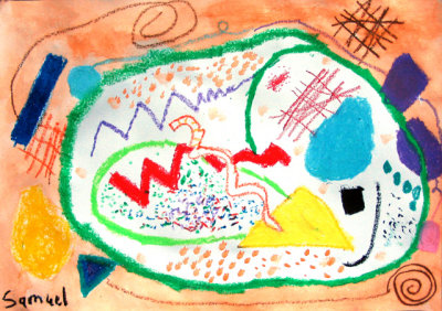 abstract painting, Samuel, age:8