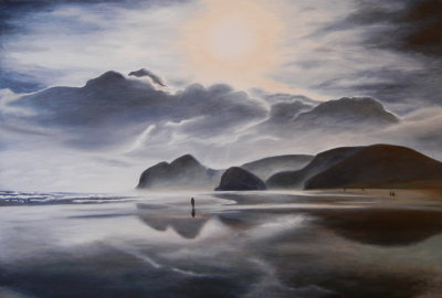 oil painting: Bethells beach