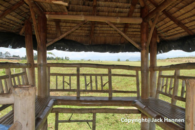 Inside the thatched hut 'terminal'