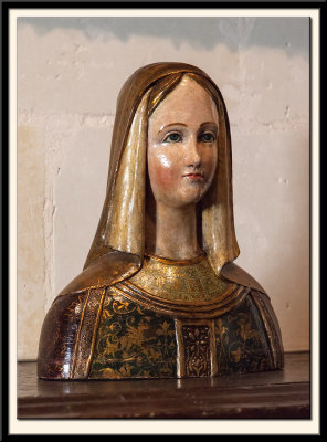15c Bust of a Lady, Polychrome Wood