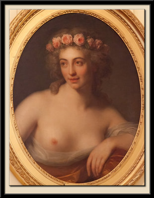 Grande Tete d'etude de femme couronne de roses, 1789