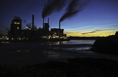 Reversing Falls & Irving Factory, nightfall