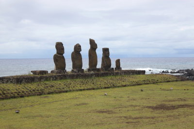 Five moai statues