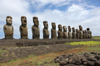 Largest restored ahu - 15 moai