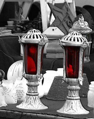 lanterns with red glass...