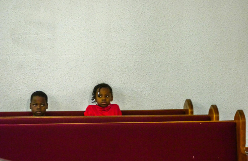 Young listeners, Greater First Baptist Church, West Helena, Arkansas, 2012