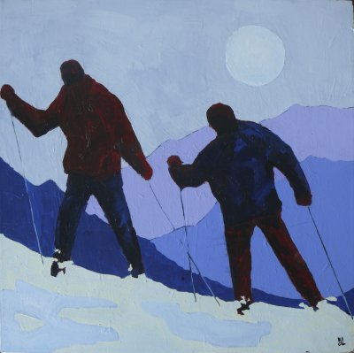 Ski Patrol, 24x24 acrylic on canvas 2013