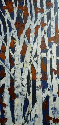 Birches, 36x18 acrylic on canvas 2013