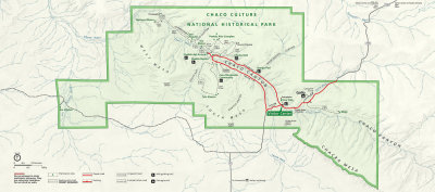 Chaco Culture Center NH Park Location Map in Northwest NM