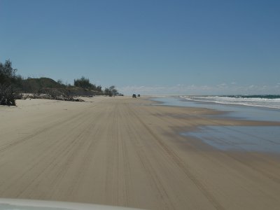 Driving along the beach