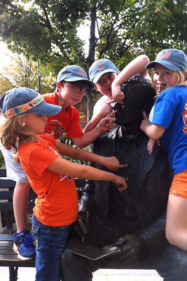  Goofing off with the statue of Dr. Townes