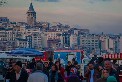 Cross the Galata Bridge to Eminonu, look back and you will see the tower.